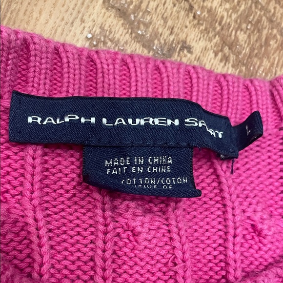 Ralph Lauren Sport Women’s Pink Cable Knit Crewneck Sweater - Picture 2 of 5